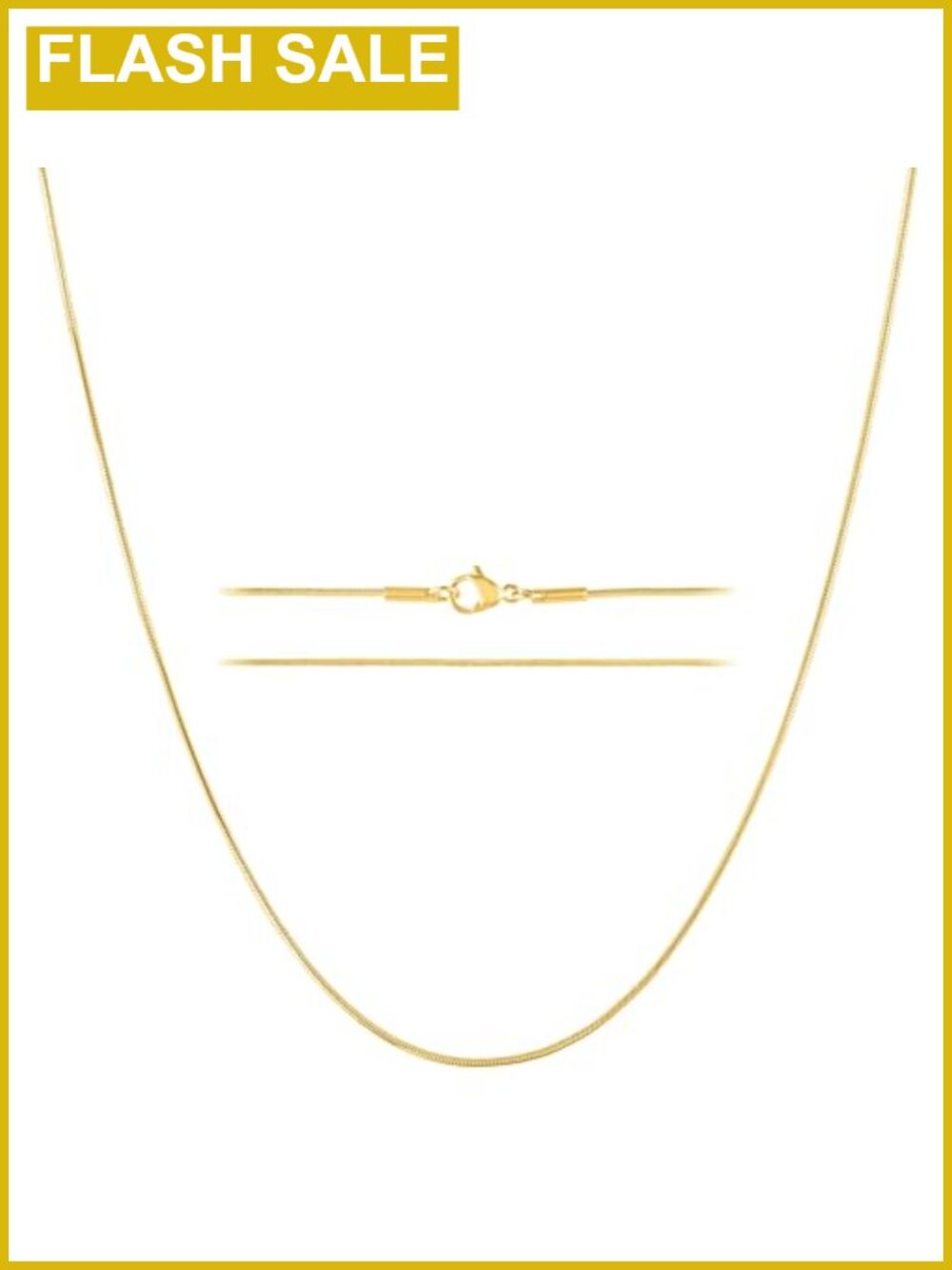 24K Gold Plated Stainless Steel Snake Chain Necklace Thin